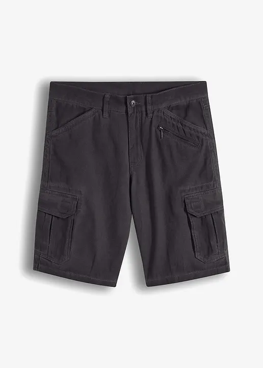 Cargo-Bermuda, Loose Fit in grau von vorne - bonprix