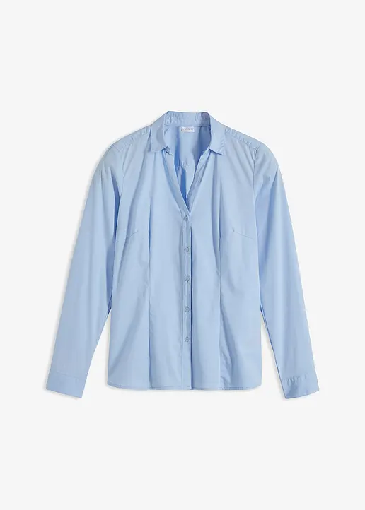 Stretch-Bluse in blau von vorne - bonprix