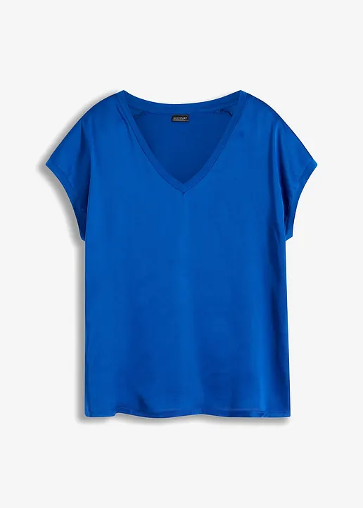Shirt aus Viskose-Mix in blau von vorne - bonprix