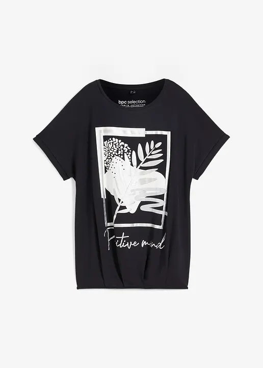 Shirt mit Druck in schwarz von vorne - bonprix