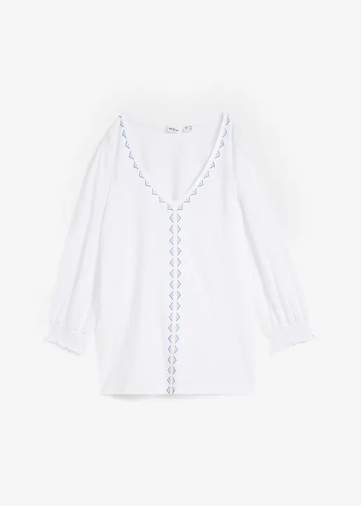 Shirt-Tunika aus Viskose-Mix in weiß von vorne - bonprix