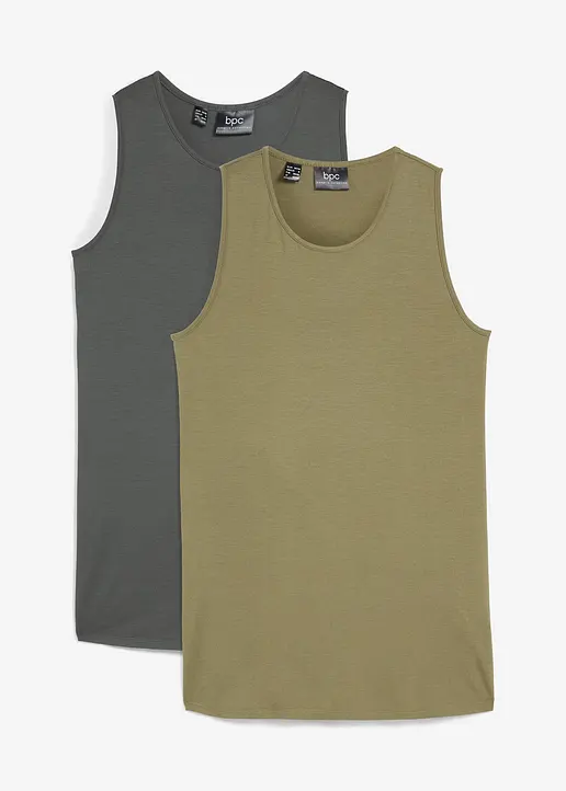 Long-Top aus softer Viskose, 2er- Pack in grün von vorne - bonprix