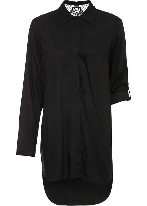 Spitzenbluse in schwarz von vorne - bonprix