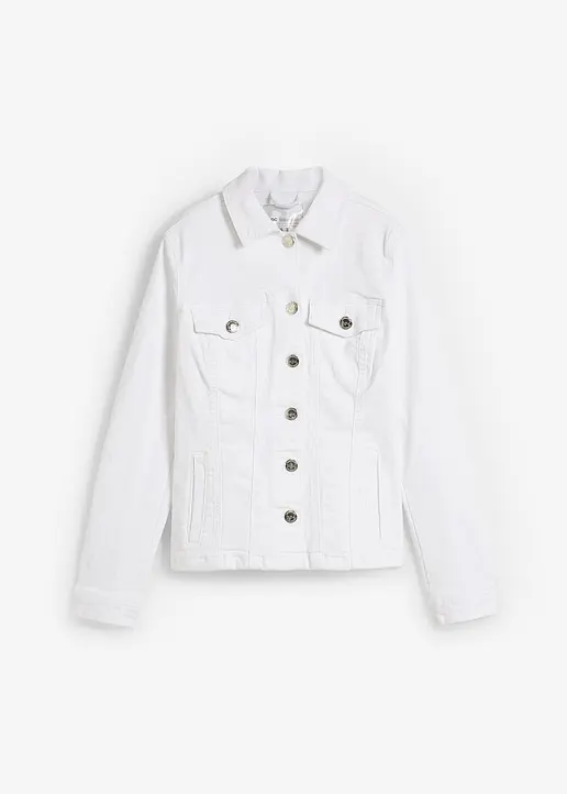 Jeansjacke in weiß von vorne - bonprix