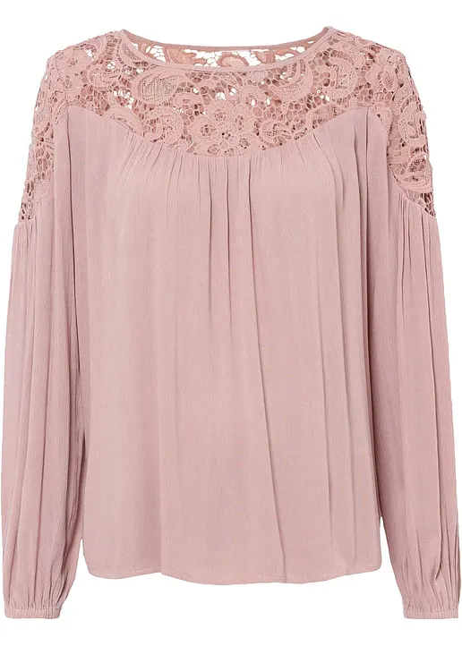 Tunika mit Spitze in rosa von vorne - bonprix
