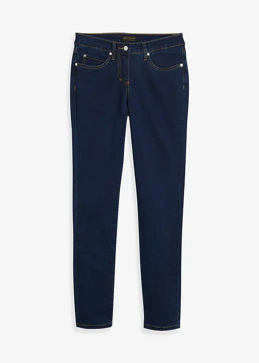 Slim-Fit-Jeans Mid Waist, Super Stretch in blau von vorne - bonprix