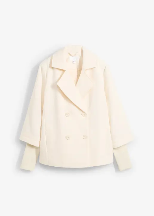 Cabanjacke mit Strickärmeln in beige von vorne - bonprix