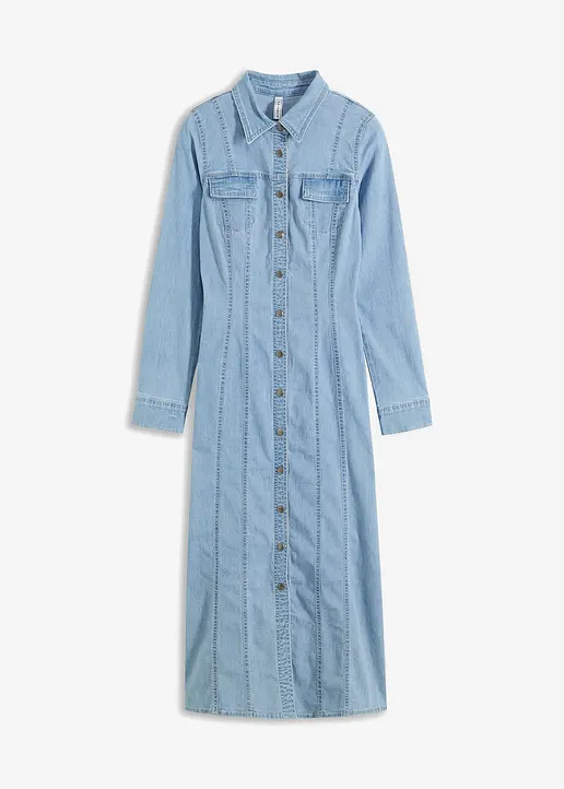 Jeanskleid in blau von vorne - bonprix
