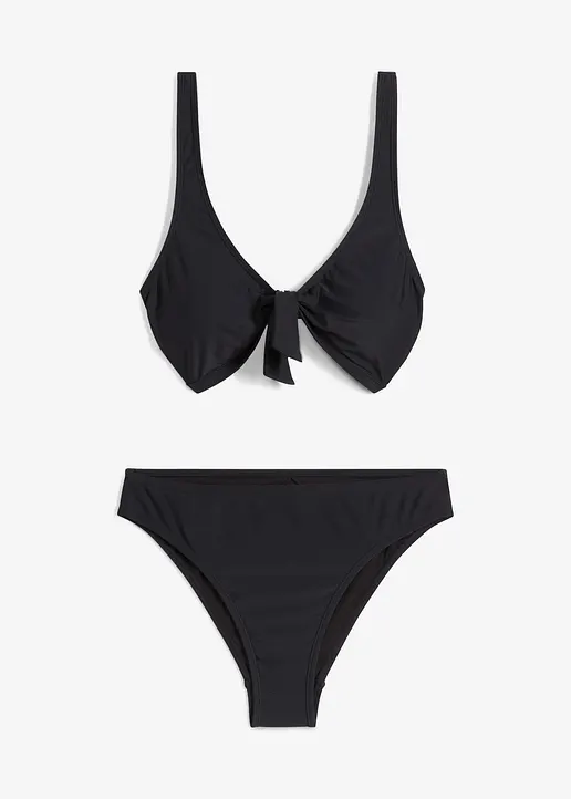Bustier-Bikini (2-tlg.Set) mit Bindeband in schwarz von vorne - bonprix
