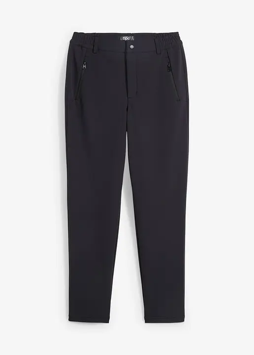 Stretch-Softshell Funktionshose mit Bequembund, wasserabweisend in schwarz von vorne - bonprix