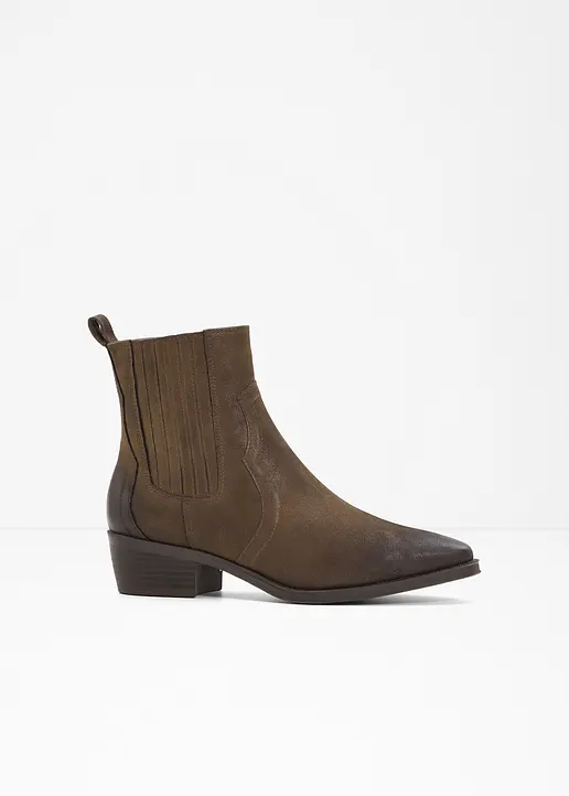 Marco Tozzi Cowboy Stiefelette in braun von vorne - Marco Tozzi