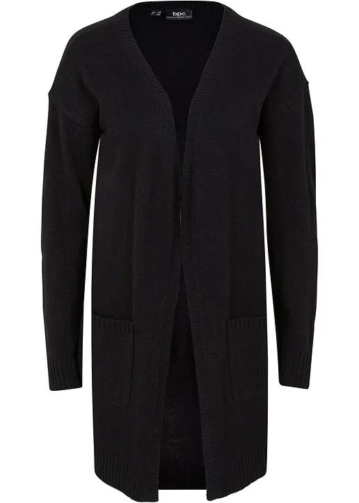 Longstrickjacke in schwarz von vorne - bonprix