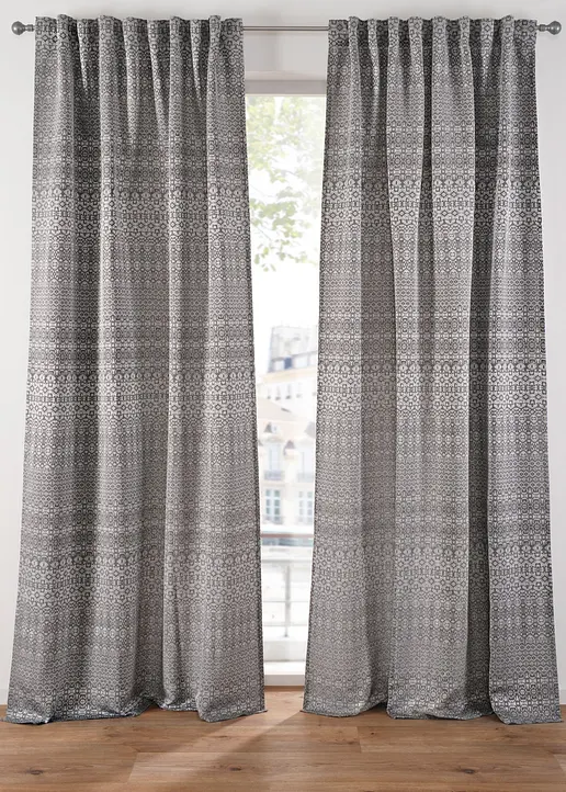 Jacquard Vorhang mit grafischem Muster in grau - bonprix