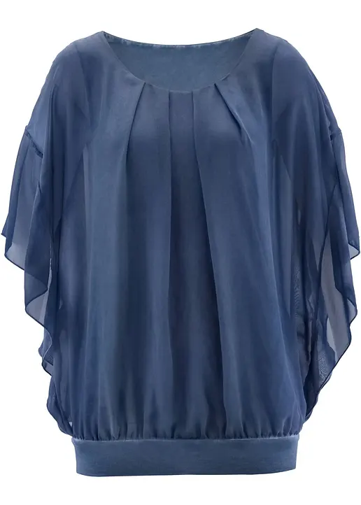 Chiffonbluse mit Untertop in blau von vorne - bonprix