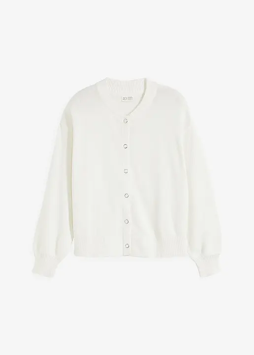 Strickjacke aus reiner Baumwolle in weiß von vorne - bonprix