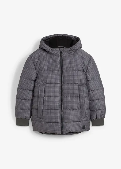Jungen Winterjacke mit Fleecefutter in grau von vorne - bonprix