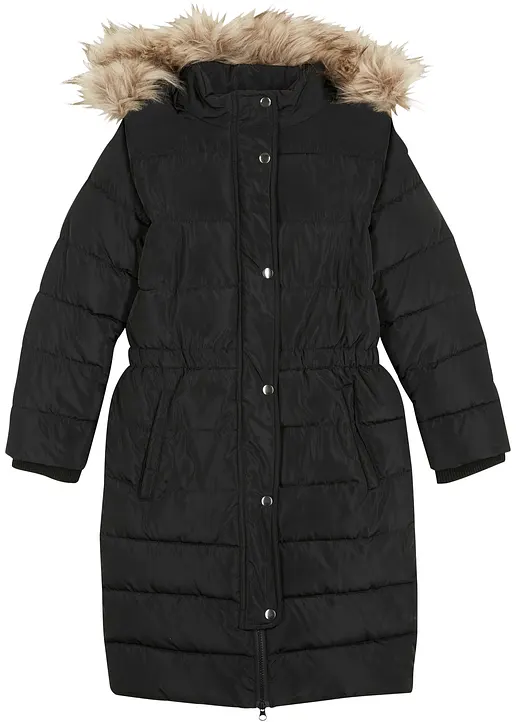 Wattierte Winterjacke in schwarz von vorne - bonprix