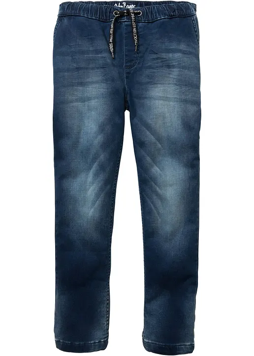 Regular Fit Sweat-Jeans, Straight in blau von vorne - bonprix