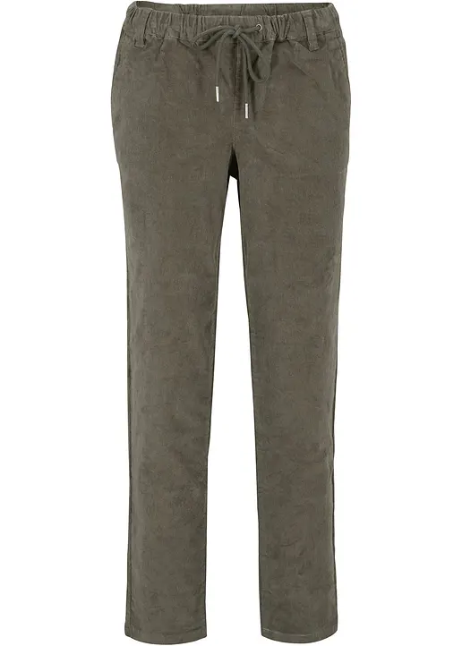 Cordhose mit Bequembund in grün von vorne - bonprix