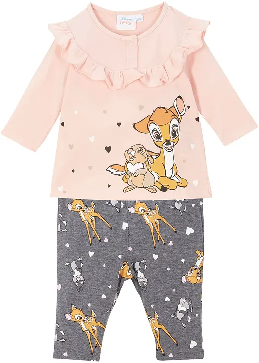 Baby Disney Bambi Shirt + Leggings (2-tlg. Set) in rosa von vorne - Disney