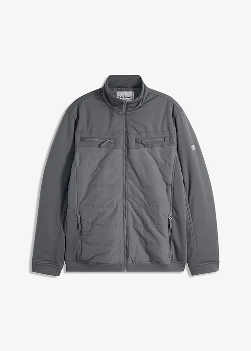 wattierte Softshelljacke in grau von vorne - bonprix