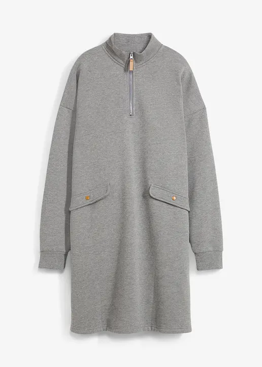 Sweatkleid in grau von vorne - bonprix