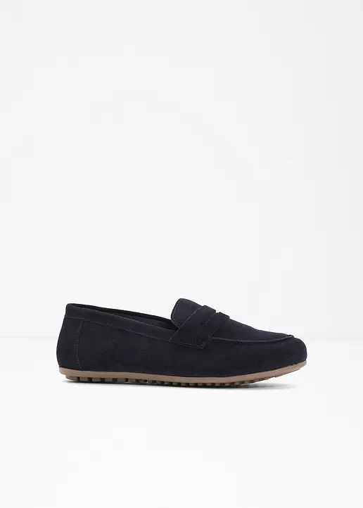 Loafer aus Leder in blau von vorne - bonprix