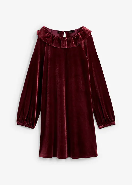 Samtkleid mit Volants in rot von vorne - bonprix