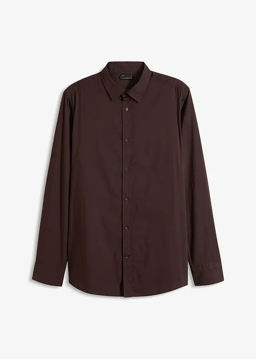 Business-Hemd mit Stretch, Slim Fit in braun von vorne - bonprix
