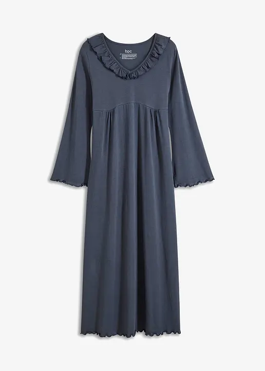 Nachthemd mit Rüschen in blau von vorne - bonprix
