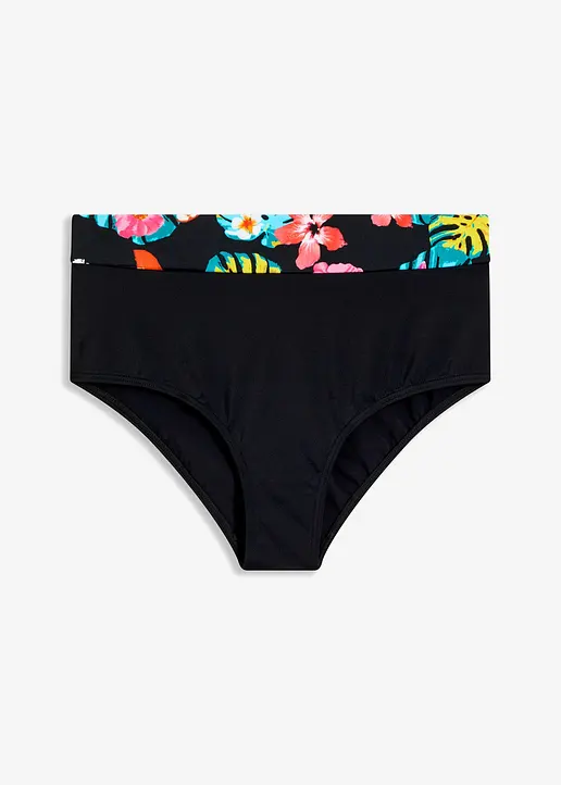 High Waist Bikinihose mit normalem Beinausschnitt in schwarz von vorne - bonprix