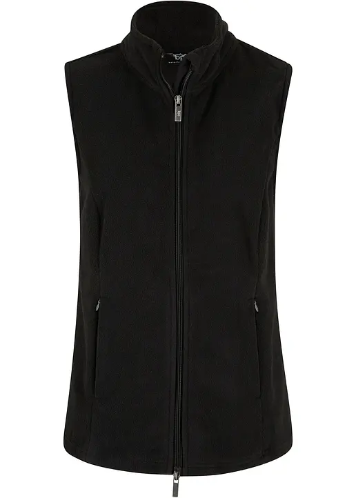 Fleece-Weste mit Taschen in schwarz von vorne - bonprix