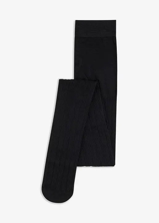 Strumpfhose mit Struktur 80den in schwarz von vorne - bonprix