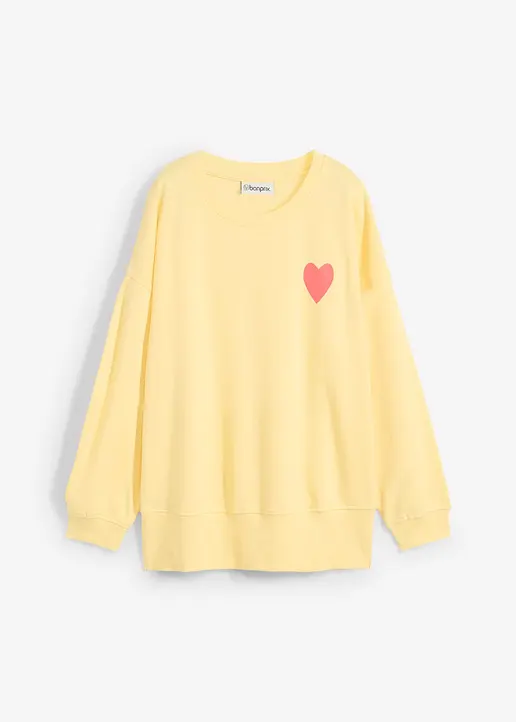 Oversized-Sweatshirt aus Bio-Baumwolle in gelb von vorne - bonprix