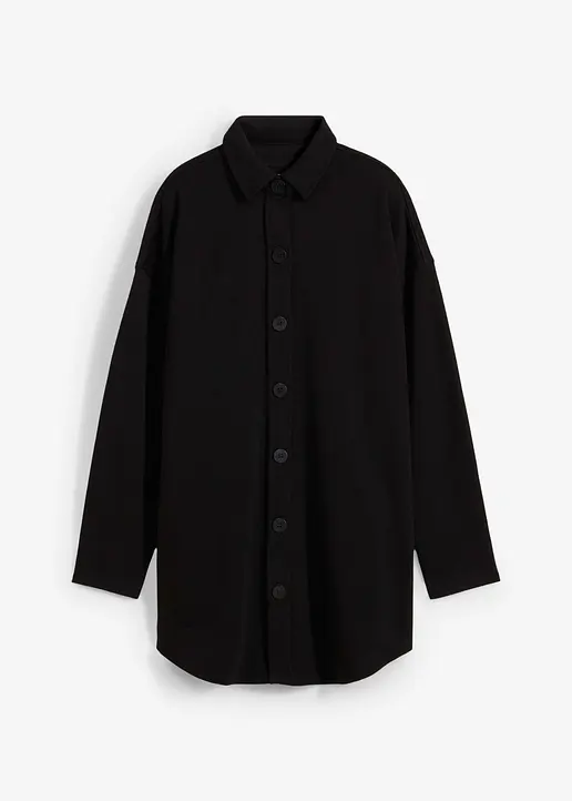 Long-Sweatjacke mit Taschen in schwarz von vorne - bonprix