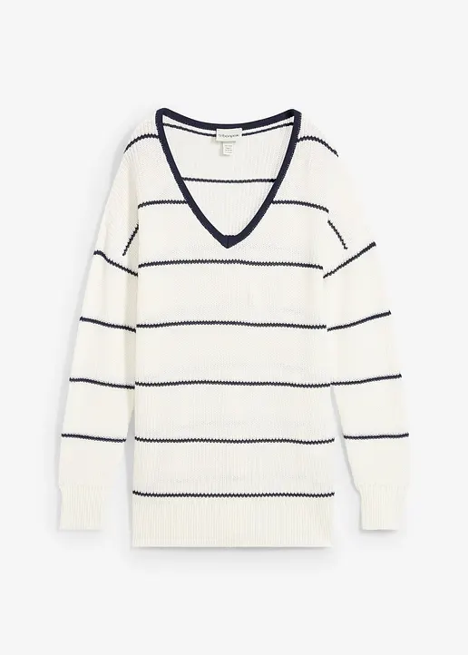 Oversize-Pullover in weiß von vorne - bonprix