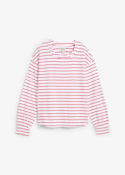 Langarmshirt aus reiner Bio-Baumwolle in weiß von vorne - bonprix