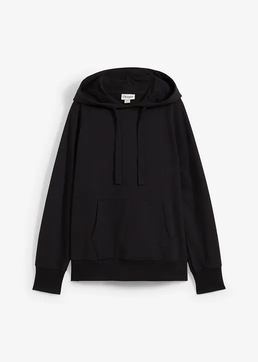 Hoodie mit Seitenschlitzen in schwarz von vorne - bonprix