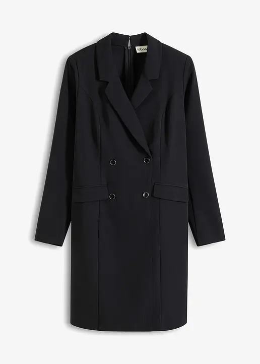 Kleid in Blazer Optik in schwarz von vorne - bonprix