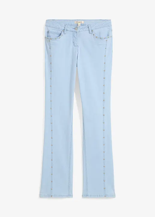 Straight Jeans Mid Waist, Stretch in blau von vorne - bonprix