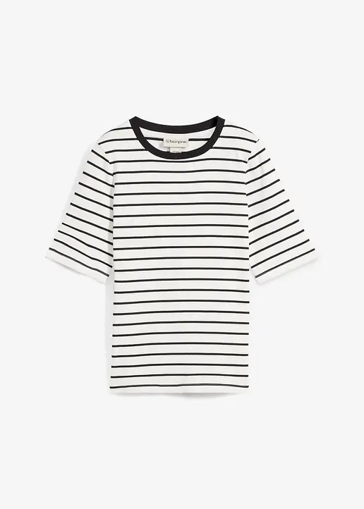 T-Shirt aus reiner schwerer Bio-Baumwolle in weiß von vorne - bonprix