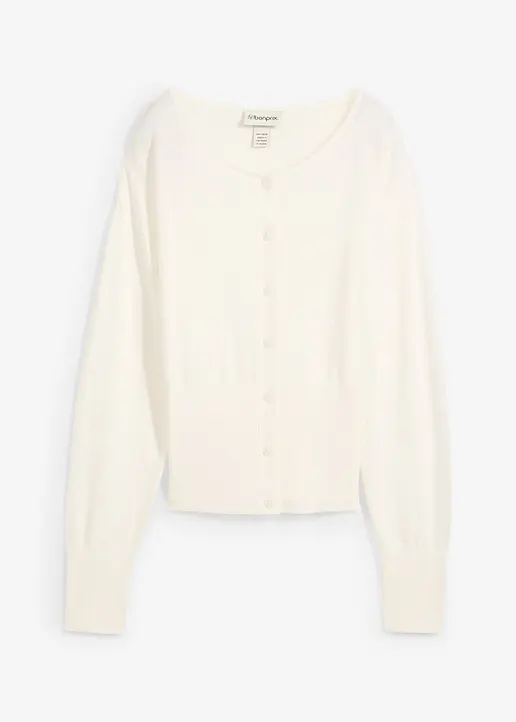 Feinstrickjacke in weiß von vorne - bonprix