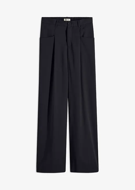 Palazzo-Hose mit Bequembund in schwarz von vorne - bonprix