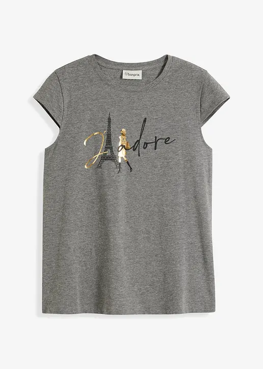 Shirt aus Bio-Baumwolle in grau von vorne - bonprix