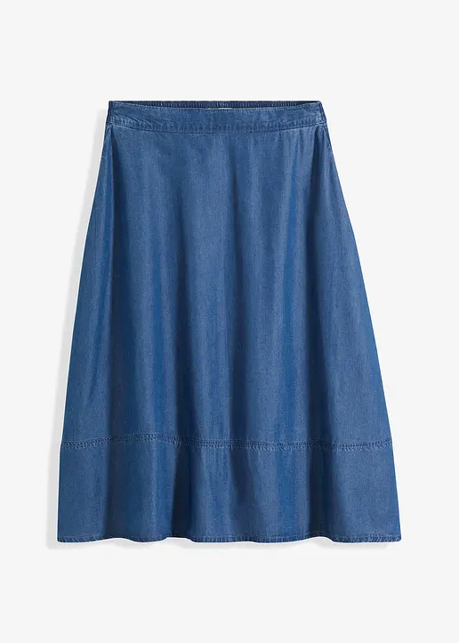 Lyocell Midirock mit Schlupfbund in blau von vorne - bonprix