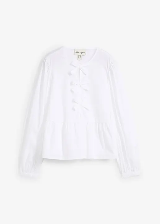 Bluse mit Schleifendetails in weiß von vorne - bonprix