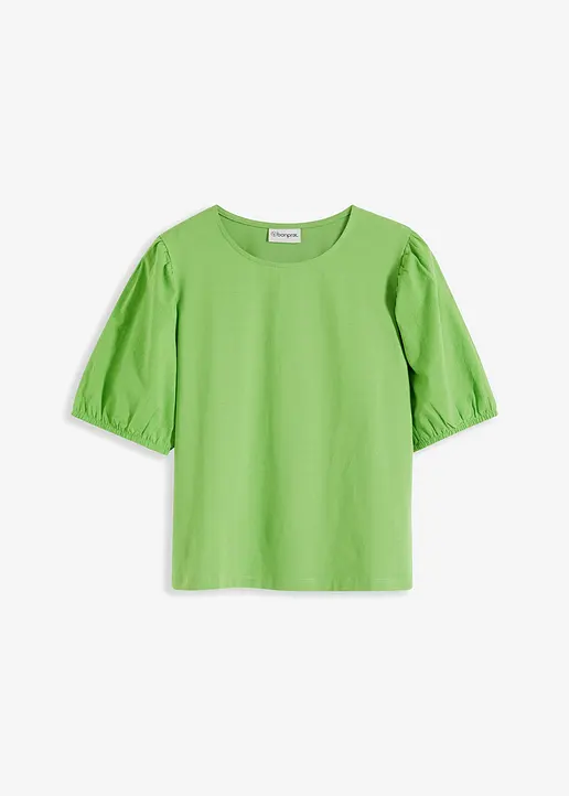 Shirt mit Ballonärmeln in grün von vorne - bonprix