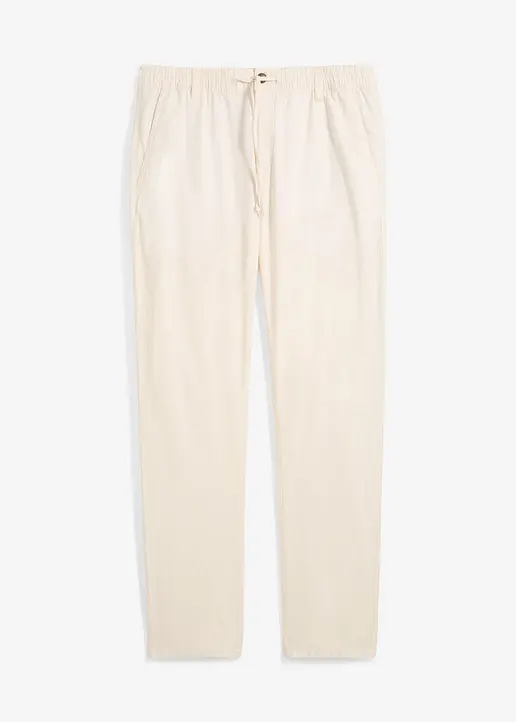 Regular Fit Chinohose mit Leinen, Straight in beige von vorne - bonprix