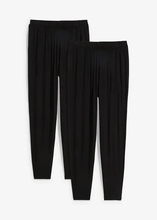 Schlupfhose mit hohem Bund (2er Pack) in schwarz von vorne - bonprix