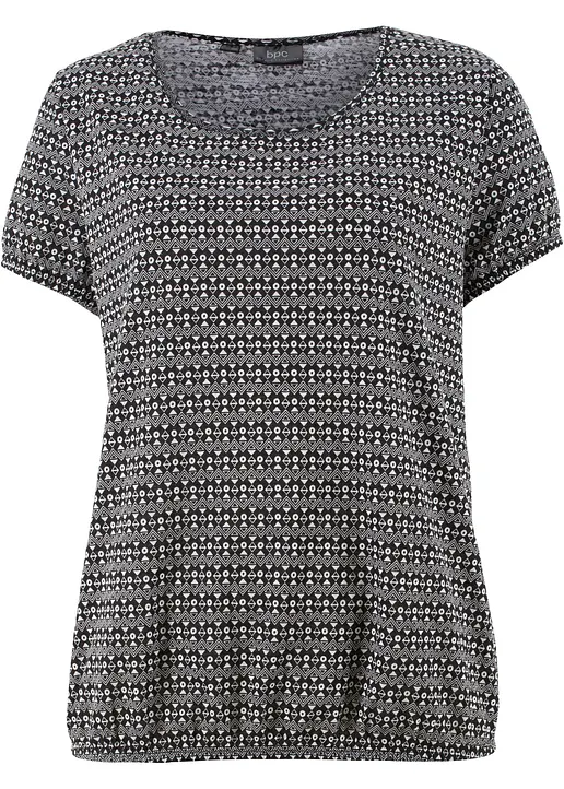 Shirt aus reiner Baumwolle in schwarz von vorne - bonprix